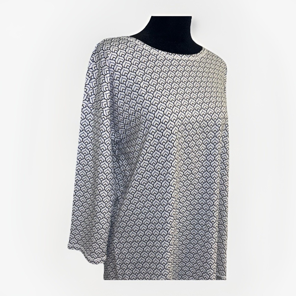 Talbots Cross Back‎ Tunic Outline Scallop Size LP NWT White & Blue - Picture 3 of 7